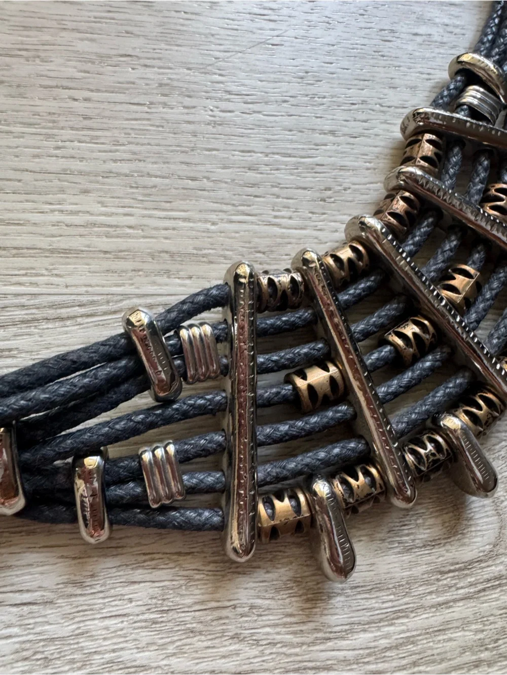 Vintage Boho Western Mixed Metal Embellished Hook Closure Edgy Cool Belt Large